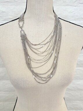 Chloe + Isabel Necklace Multi-Strand Silver 14 inch Long Womens Rhinestones